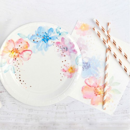 abcJoy "Pink&Gold Luxury" χάρτινα καλαμάκια σε Ροζ Χρυσό-Λευκό (25-pack)