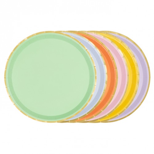 Χάρτινα Πιάτα Πολύχρωμα Με Χρυσό 