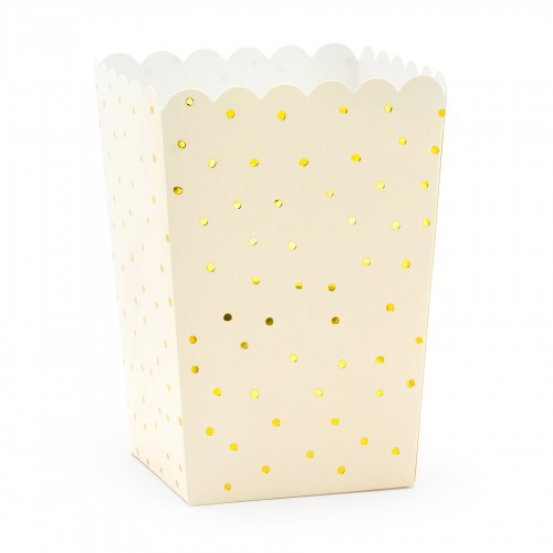 Χάρτινα Popcorn Boxes Σομόν Χρυσό Πουά-Κουτιά Για Ποπ Κορν και Γλυκά