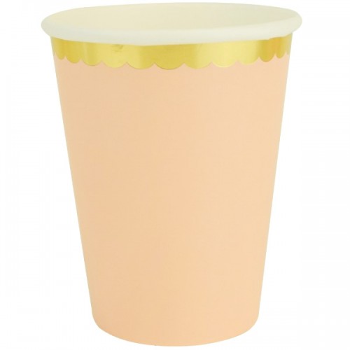 Χάρτινα Ποτήρια Ροζ-Σομόν Με Χρυσό