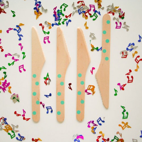 abcJoy aqua πουά ξύλινα μαχαιράκια  (12-pack)