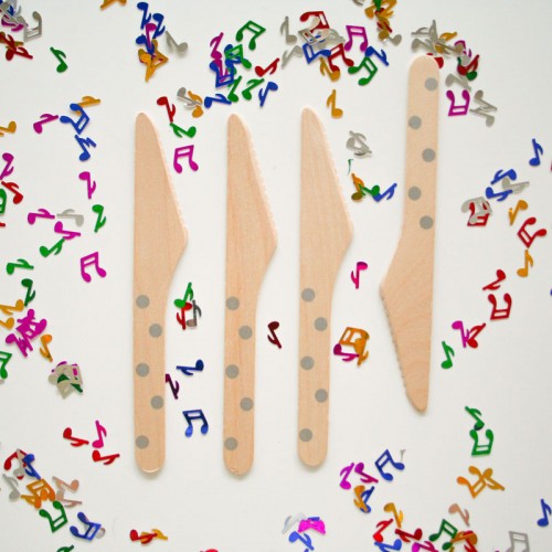 abcJoy ασημί πουά ξύλινα μαχαιράκια  (12-pack)