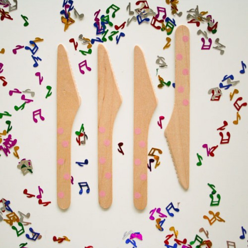 abcJoy ροζ πουά ξύλινα μαχαιράκια  (12-pack)