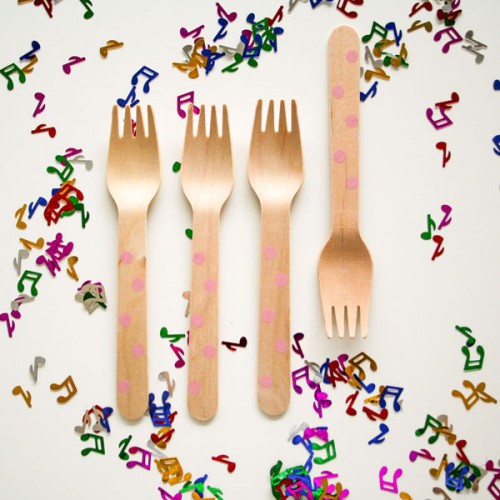 abcJoy ροζ πουά ξύλινα πιρουνάκια  (12-pack)