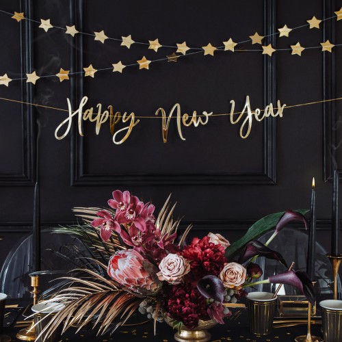 Πρωτοχρονιάτικη Γιρλάντα Χρυσή Happy New Year Party Deco