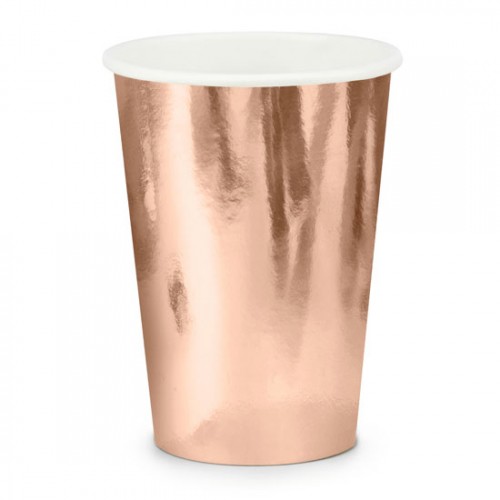 Χάρτινα Ποτήρια Ροζ Χρυσό Μεταλλικό