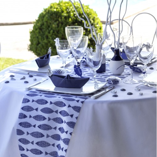 Runner Για Στολισμό Τραπεζιού Μπλε Ψάρια