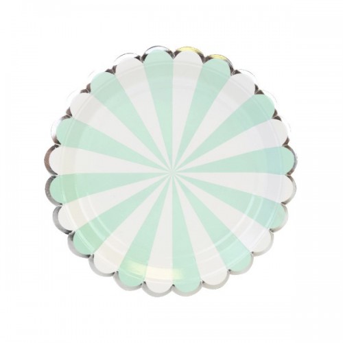 Στρογγυλά Πιάτα Γλυκού Μύλος Μέντα Με Ασημί (8pcs)