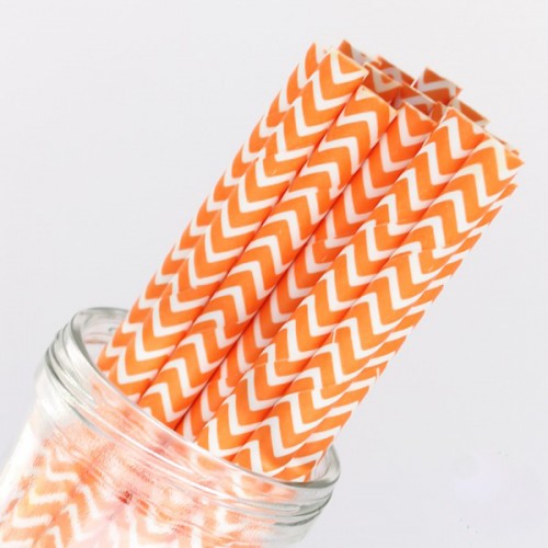 abcJoy πορτοκαλί chevron χάρτινα καλαμάκια (25-pack)