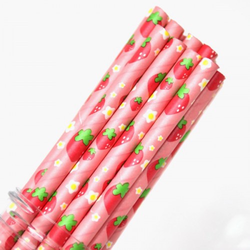 abcJoy Χάρτινα Καλαμάκια Φράουλα (25-pack)
