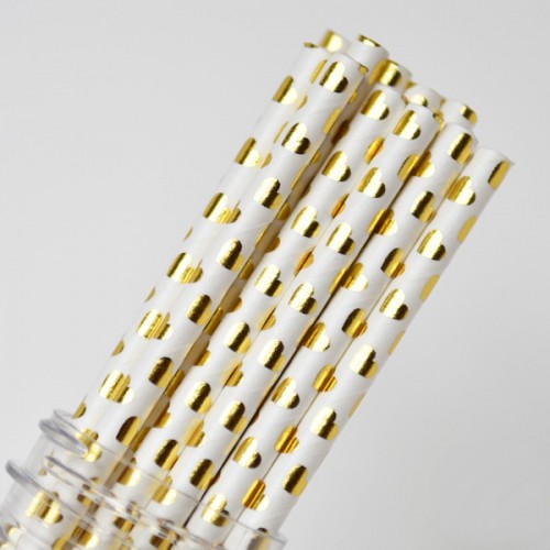 abcJoy χρυσές μεταλλικές καρδιές χάρτινα καλαμάκια (25-pack)