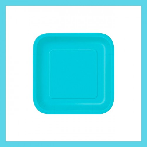 Τυρκουάζ Τετράγωνα Χάρτινα πιάτα (16-pack)-Unique