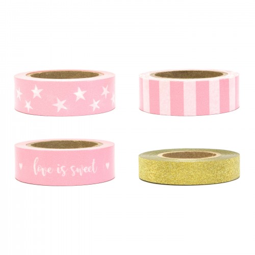 Ροζ & Χρυσό Mix Washi Tape Ταινία Διακόσμησης