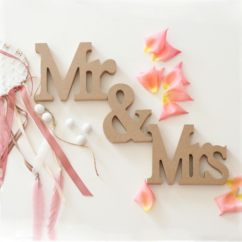 Mr&Mrs -Ξύλινα Κραφτ Wedding Letters