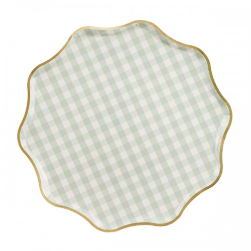 Χάρτινα Πιάτα Καρό Με Χρυσό Φινίρισμα