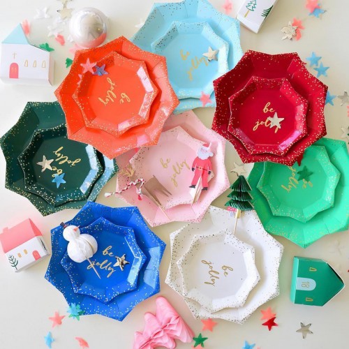 Glitter Star Plates-Χάρτινα Be Merry Πιάτα Αστέρια-Meri Meri