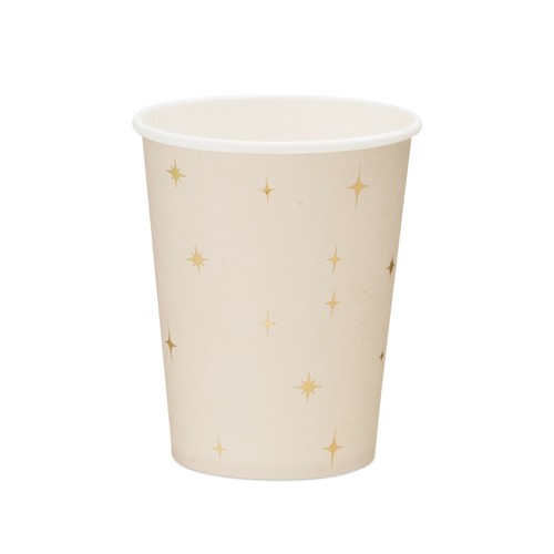 Χάρτινα Ποτήρια Κρεμ Με Χρυσά Αστέρια
