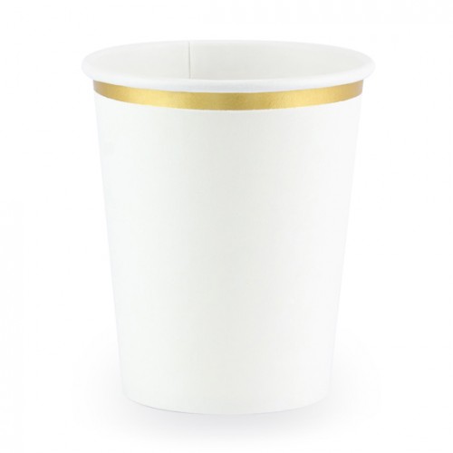 Χάρτινα Ποτήρια Λευκά Με Χρυσό PartyDeco
