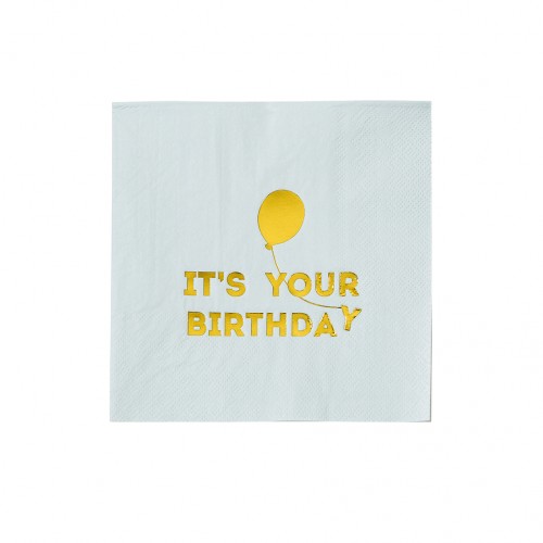 Χαρτοπετσέτες Γαλάζιο Με Χρυσό - We ♥ Birthdays Blue Napkins Talking Tables