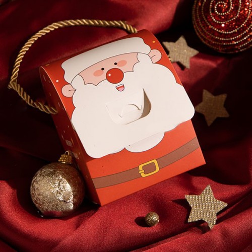 Χριστουγεννιάτικο Κουτί Τσαντάκι Δώρου Με Χερούλι-Κόκκινο