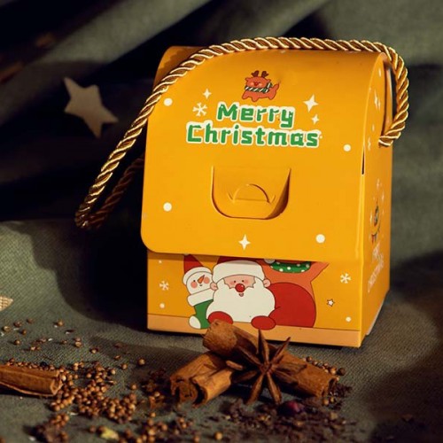 Χριστουγεννιάτικο Κουτί Τσαντάκι Δώρου Με Χερούλι-Κίτρινο