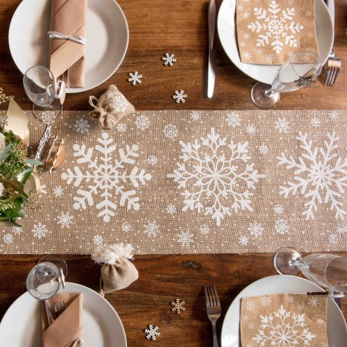 Runner Για Στολισμό Τραπεζιού Νιφάδες Χριστουγέννων