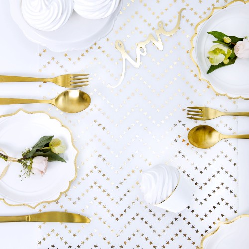 Runner Για Στολισμό Τραπεζιού Χρυσά Αστέρια